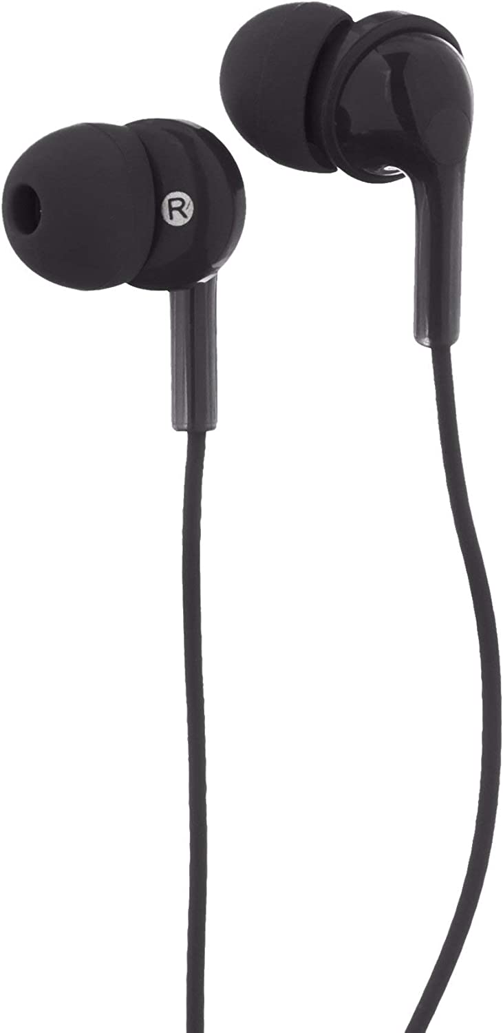 Amazon Basics In-Ear Wired Headphones, Earbuds with Microphone, Black