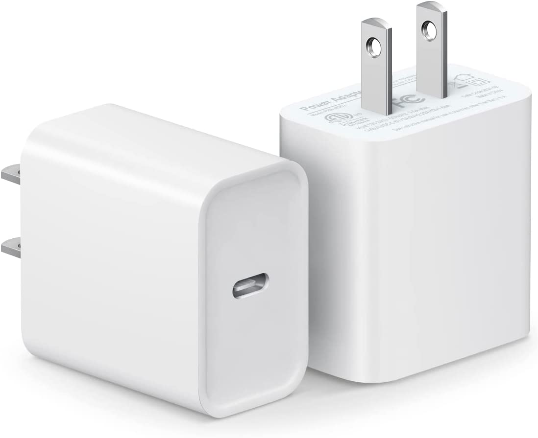 [2 Pack] USB C Wall Charger, iPhone Fast Charger Block 20W PD Power Adapter Compatible with iPhone 13/13 Mini/13 Pro/13 Pro Max/12/11, iPad Pro/Mini, Google Pixel 4/3, Samsung Galaxy S20 S10 and More