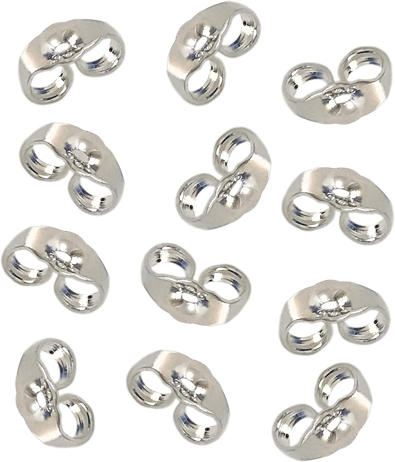 12pcs/6 Pairs 925 Sterling Silver Earring Backs Replacement Secure Ear Locking for Stud Earrings Ear Nut for Posts, 5x6mm