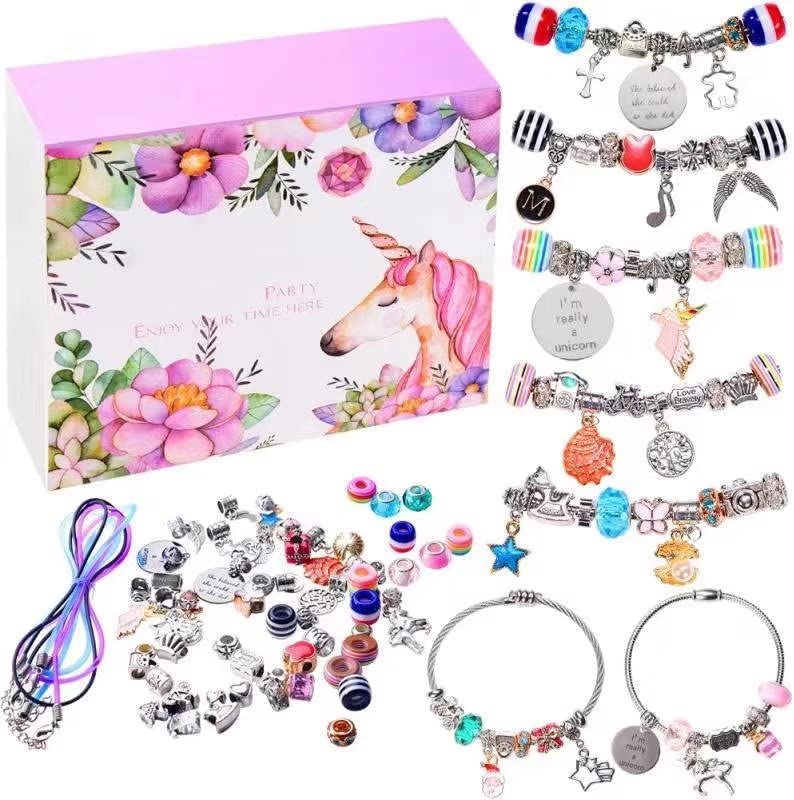 Charm Bracelet Making Kit, Jewelry Making Supplies Mermaid Unicorn Gifts for Teen Girls Crafts for Girls Ages 8-12