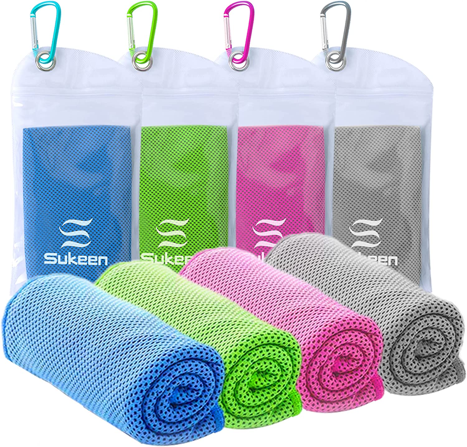 [4 Pack] Cooling Towel (40"x12"), Ice Towel, Soft Breathable Chilly Towel , Microfiber Towel for Yoga, Sport, Running, Gym, Workout ,Camping, Fitness, Workout & More Activities