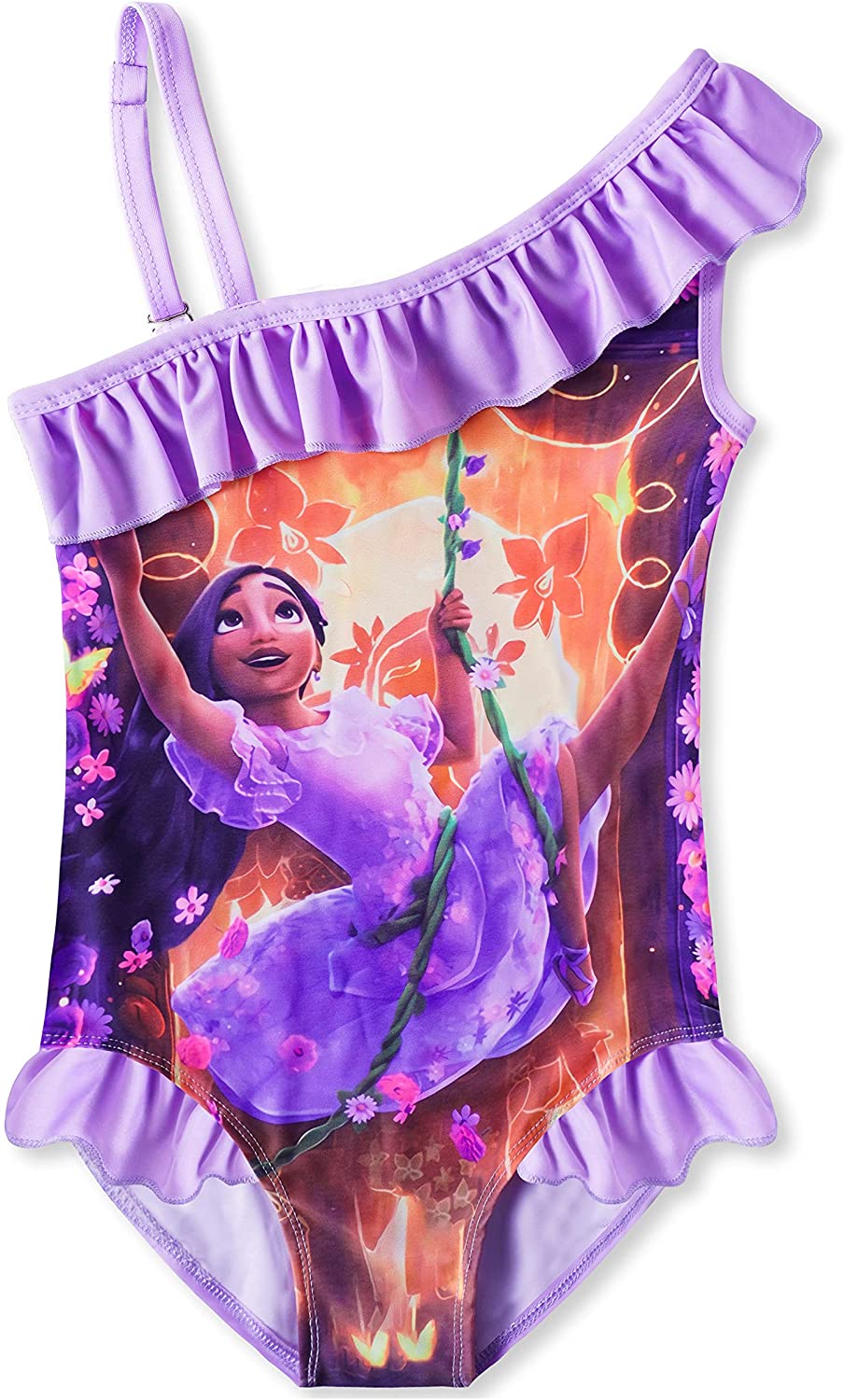 Byriady Little Girls Bathing Suits One Shoulder Ruffle Swimsuit 1pc Princess Girls Monokini Swimwear 3-8Y