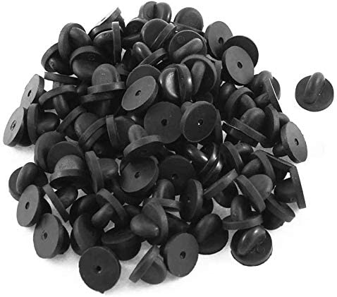 Rubber Pin Backs, 100PCS Lapel Pin Backs, Pin Safety Backs for Brooch Tie Hat Badge Insignia, Black