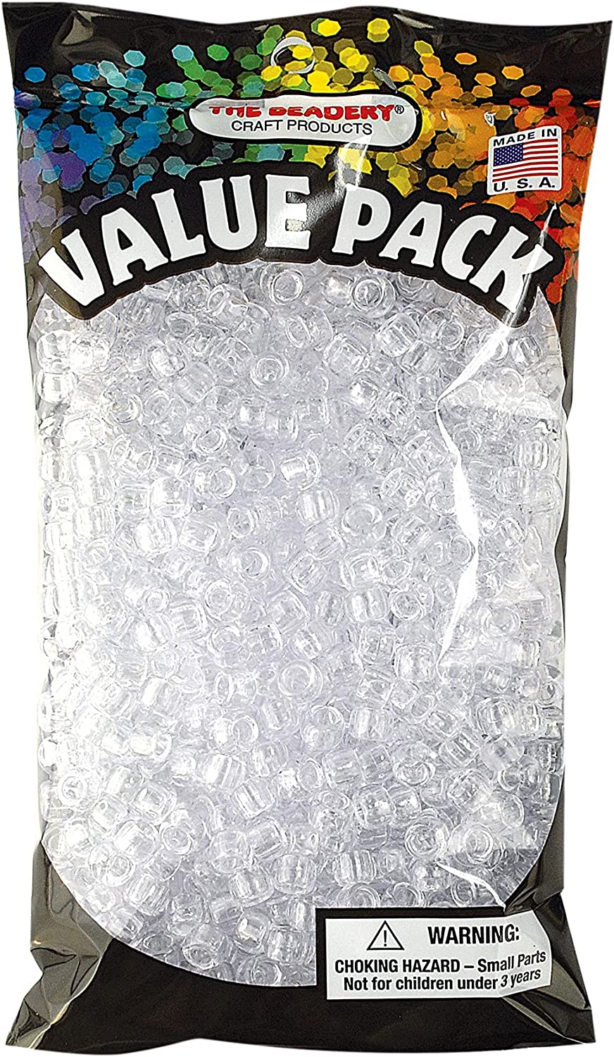 The Beadery 6 by 9mm Barrel Pony Bead, Crystal, 900-Pieces (750V006)