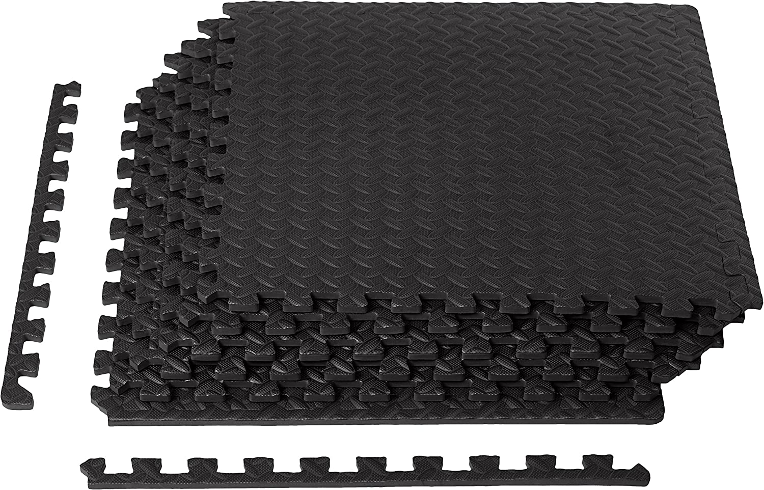 Amazon Basics Foam Interlocking Exercise Gym Floor Mat Tiles - 6-Pack, 24 x 24 x .5 Inch Tiles (24 sqft)