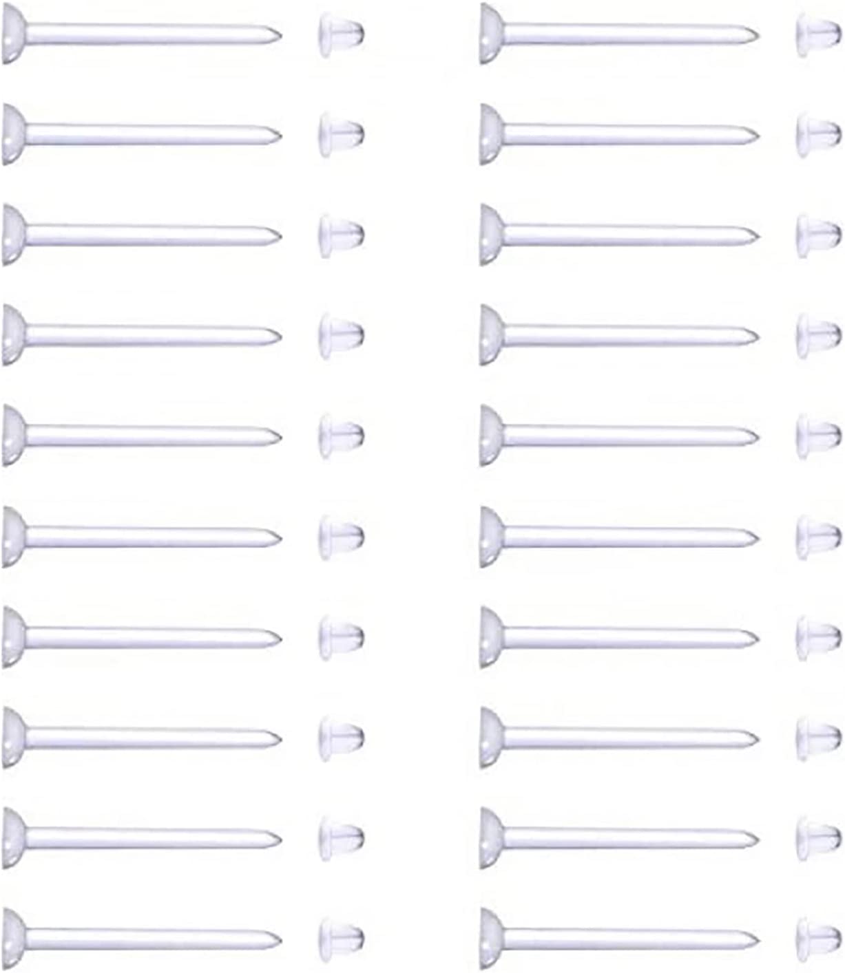 ToneGod 3mm Invisible Plastic Earrings Blank Pins Stud Tiny Head Findings DIY Supplies (200 pieces/100 Pairs)