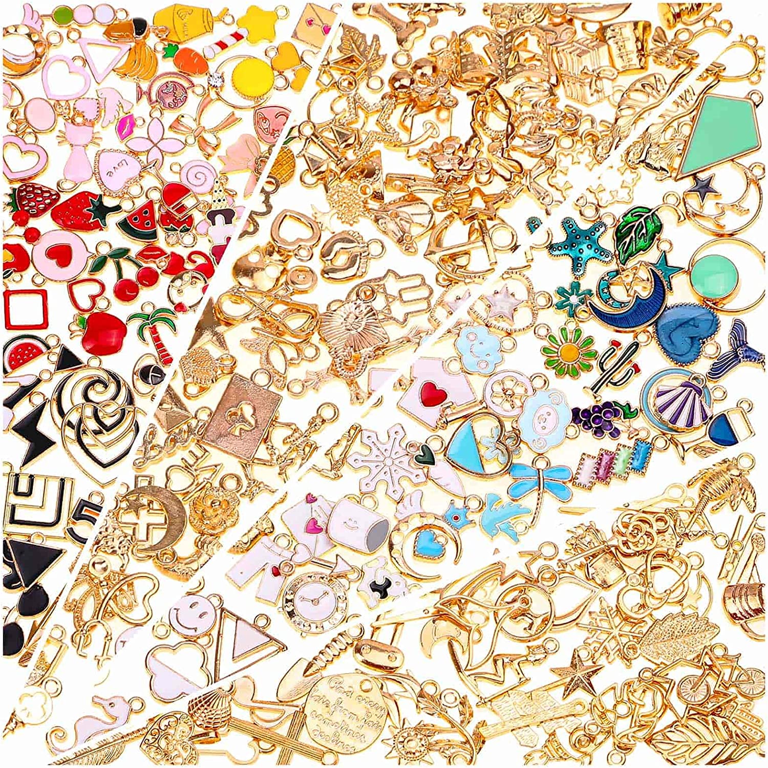 200Pcs Charms for Jewelry Making, Assorted Jewelry Bangle Charms, Wholesale Mixed Bulk Metal Earring Charms for DIY Necklace Bracelet Jewelry Making and Crafting
