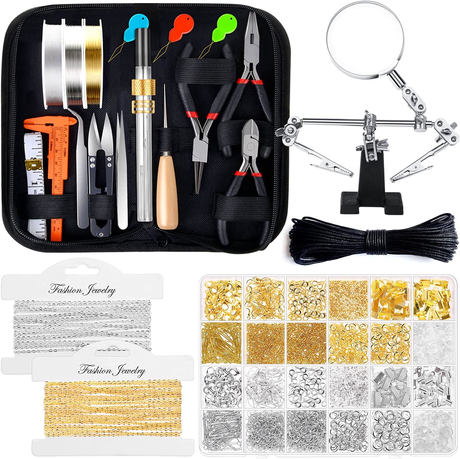 Jewelry Making Kits for Adults, Shynek Jewelry Making Supplies Kit with Jewelry Making Tools, Earring Charms, Jewelry Wires, Jewelry Findings and Helping Hands for Jewelry Making and Repair