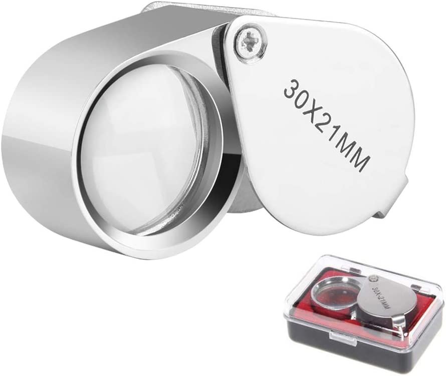 KINGMAS Pocket Jewelry Loupe 30x 21mm Jewelers Eye Magnifying Glass Magnifier