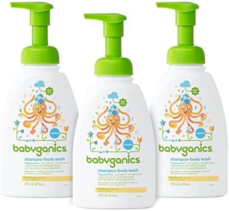 Babyganics Baby Shampoo + Body Wash Pump Bottle, Fragrance Free, Packaging May Vary,16 Fl Oz (Pack of 3)