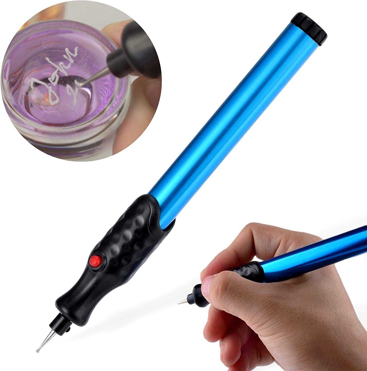 The Original Easy Etcher - Includes 10 Stencils - Portable Precision Engraving Pen - DIY Engraving Tool - Electric Engraver Etching Craft Scribe - Jewelry, Metal, Glass, Leather, Wood Carving Tools