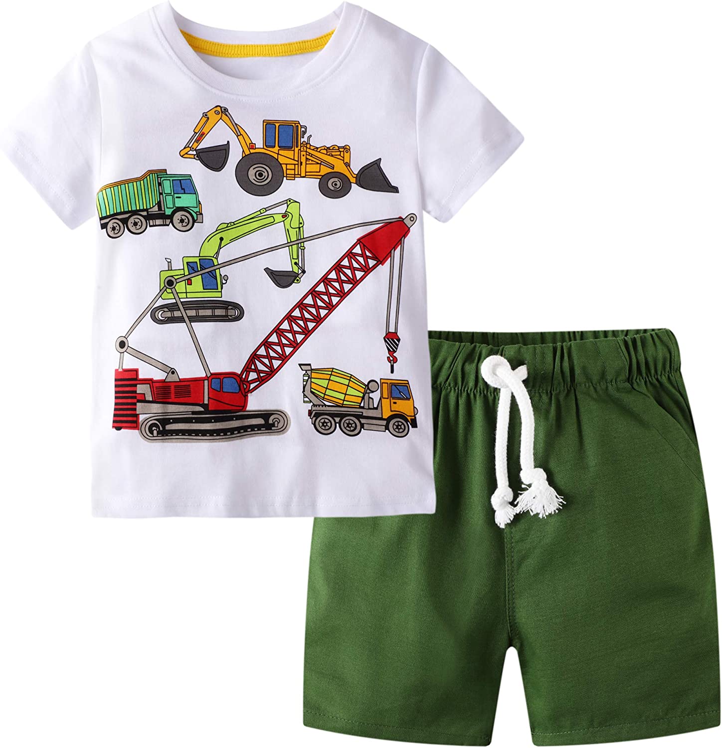 BIBNice Toddler Boy Clothes Kids Summer Outfits Shirt Short Sets 2-7T