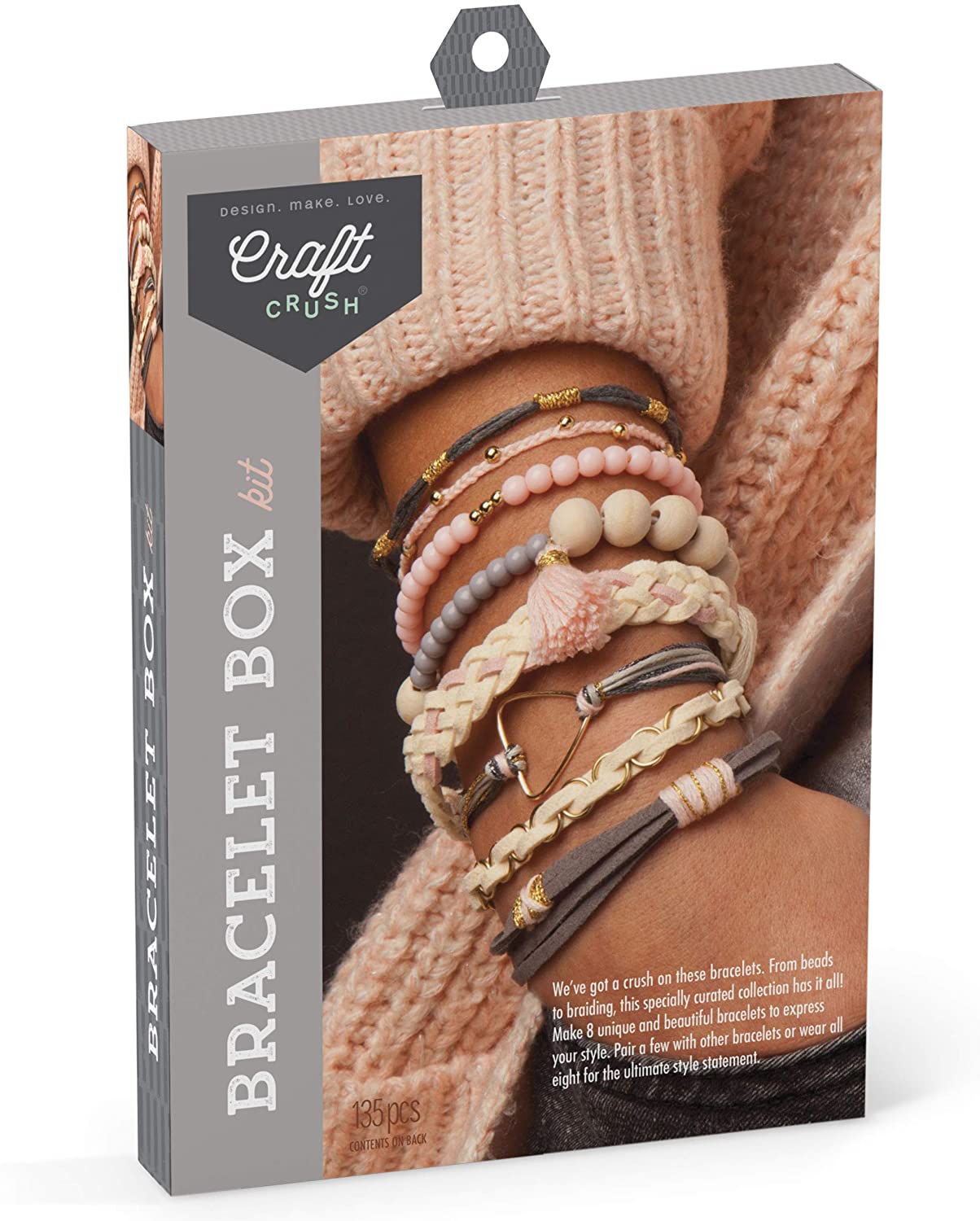 Craft Crush – Bracelet Box Kit – Craft Kit Makes 8 DIY Bracelets – Blush Tones, (AC1862)