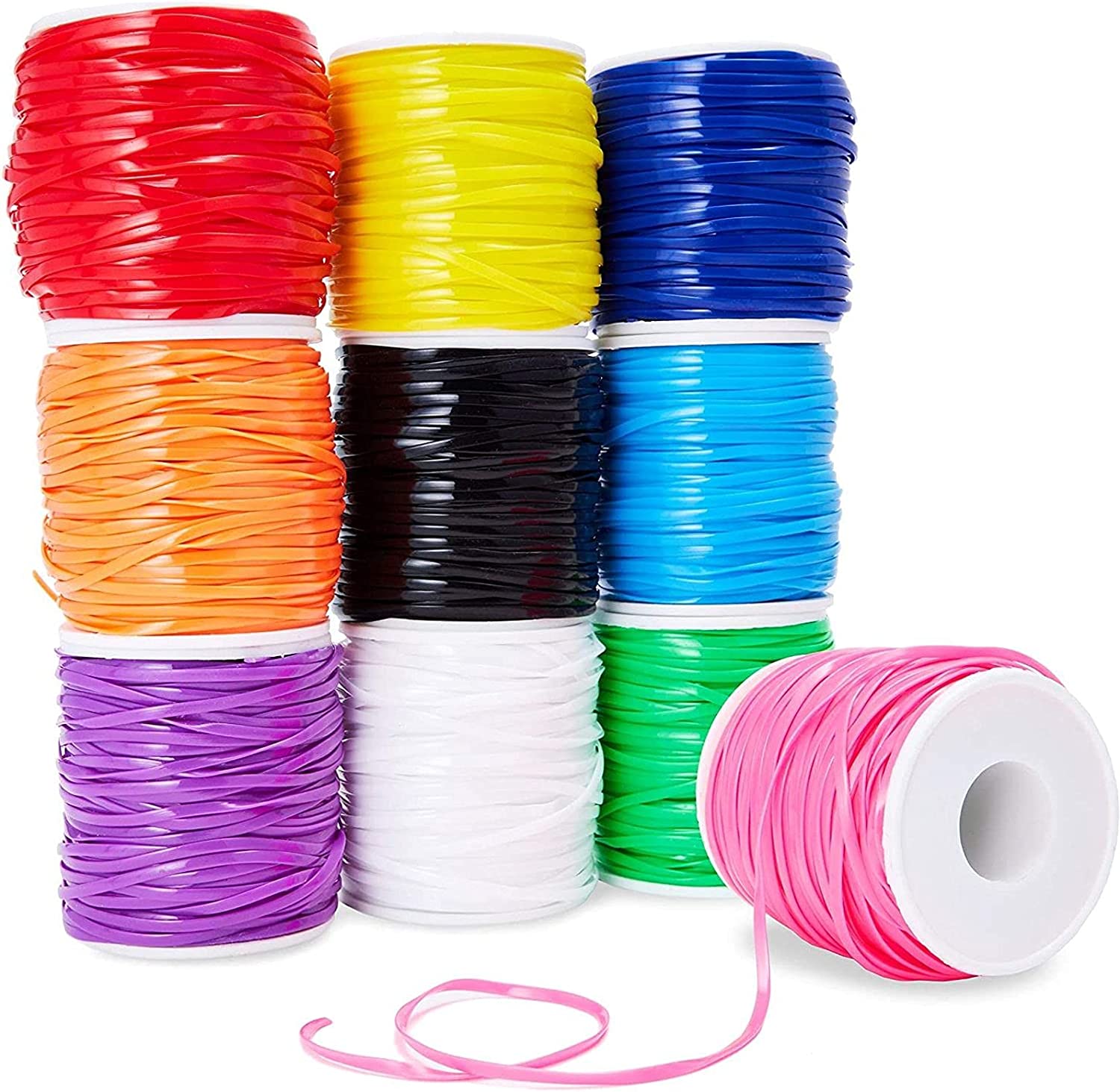 Juvale Plastic String for Bracelets, Necklaces, and Keychains (10 Colors, 10 Pack)