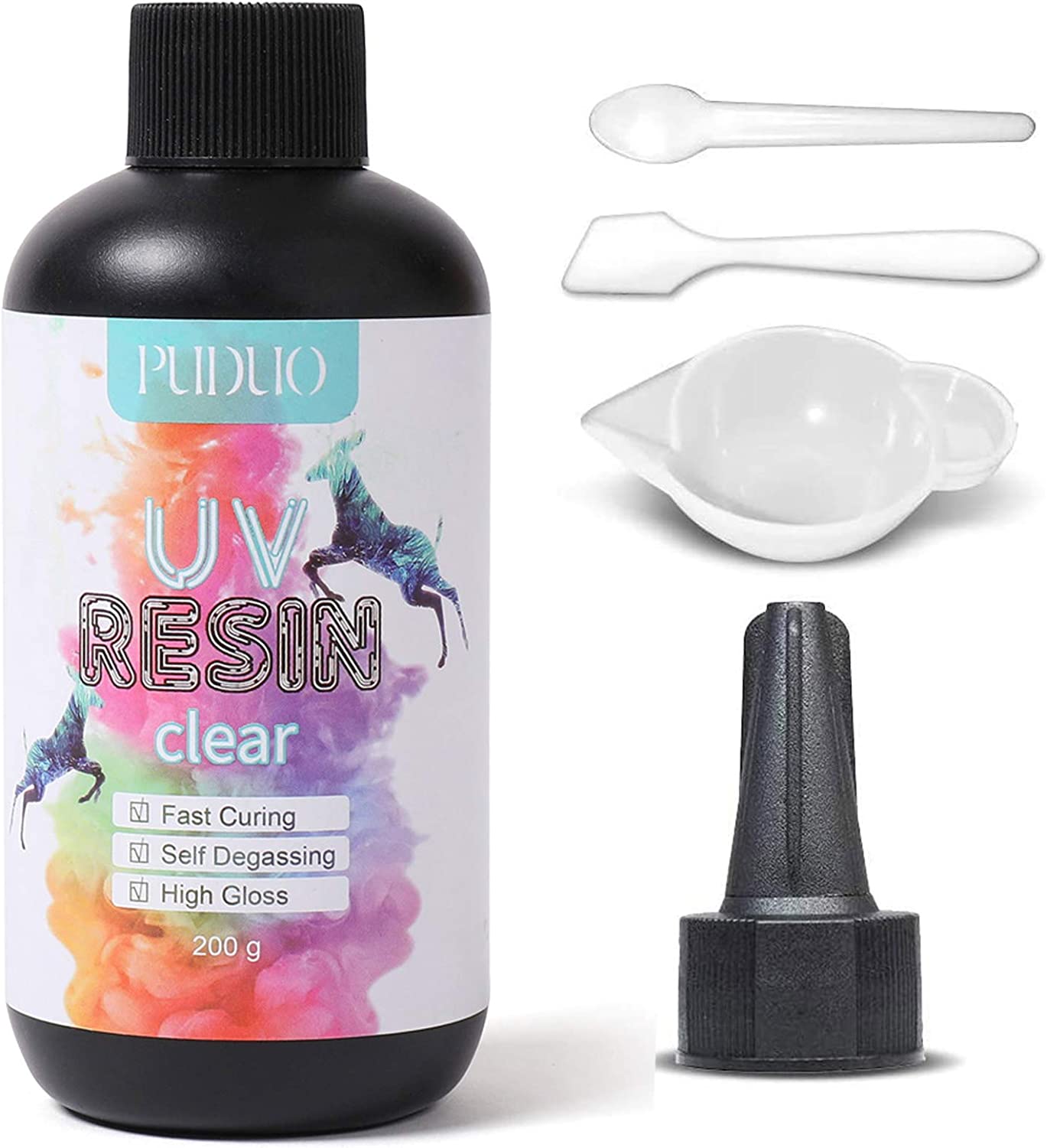 UV Resin Kit Clear Crystal for Jewelry Making 200g, Hard Type UV Epoxy Resin Glues Craft Kit for Molds with Starter Tool Kit by puduo