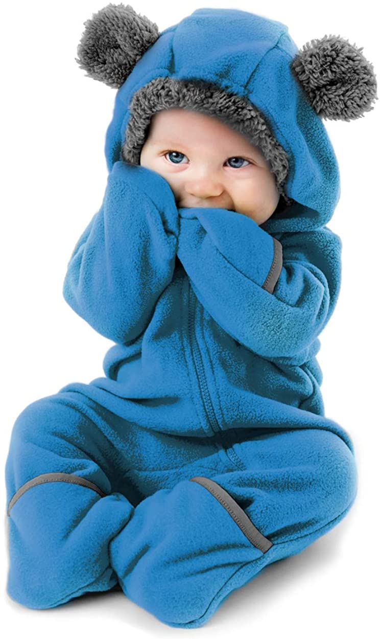 Fleece Baby Bunting Bodysuit – Infant Pajamas Kids Hooded Romper Outerwear Toddler Jacket
