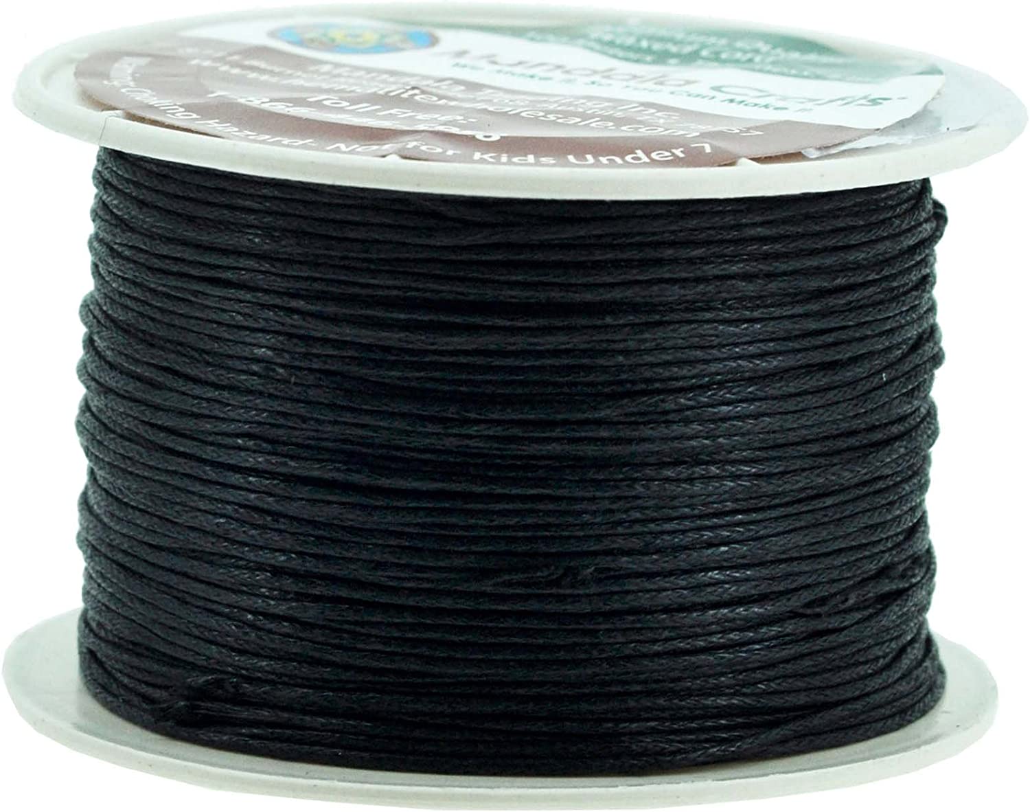 Mandala Crafts 1mm 109 Yards Jewelry Making Beading Crafting Macramé Waxed Cotton Cord Thread (Black)