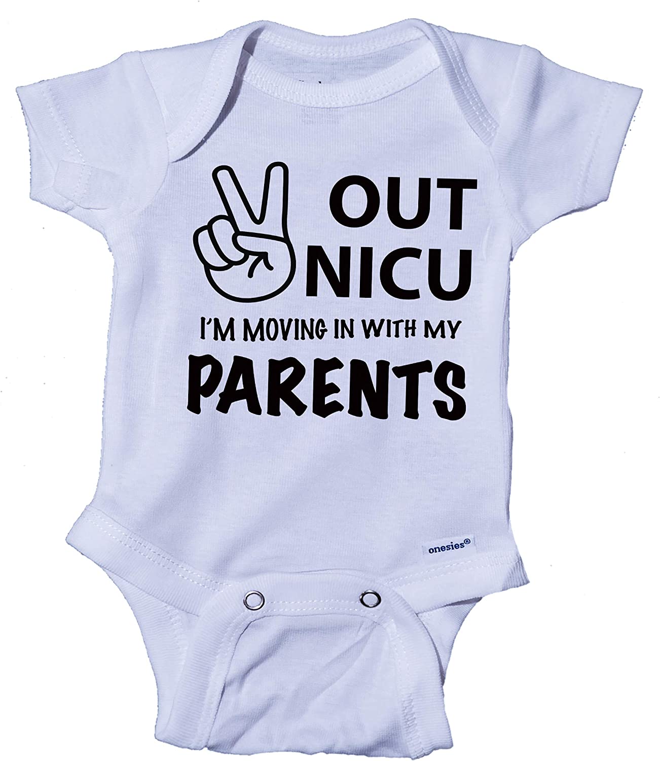 Ink Trendz® Peace Out NICU I'm Going Home With My Parents- Miracle Baby- NICU Baby Onesie® One-Piece Bodysuit