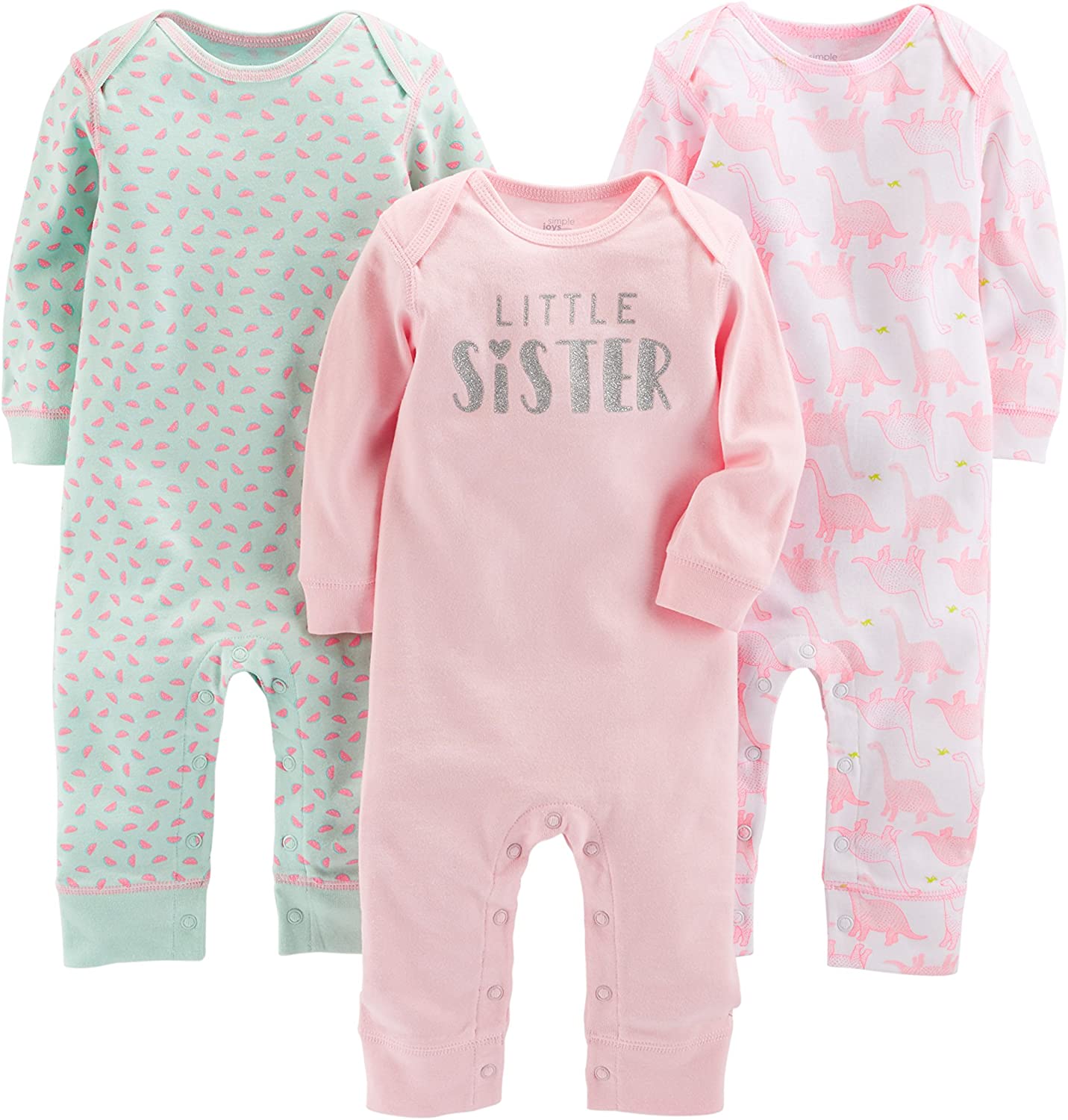 Simple Joys by Carter's Baby Girls' Jumpsuits, Pack of 3