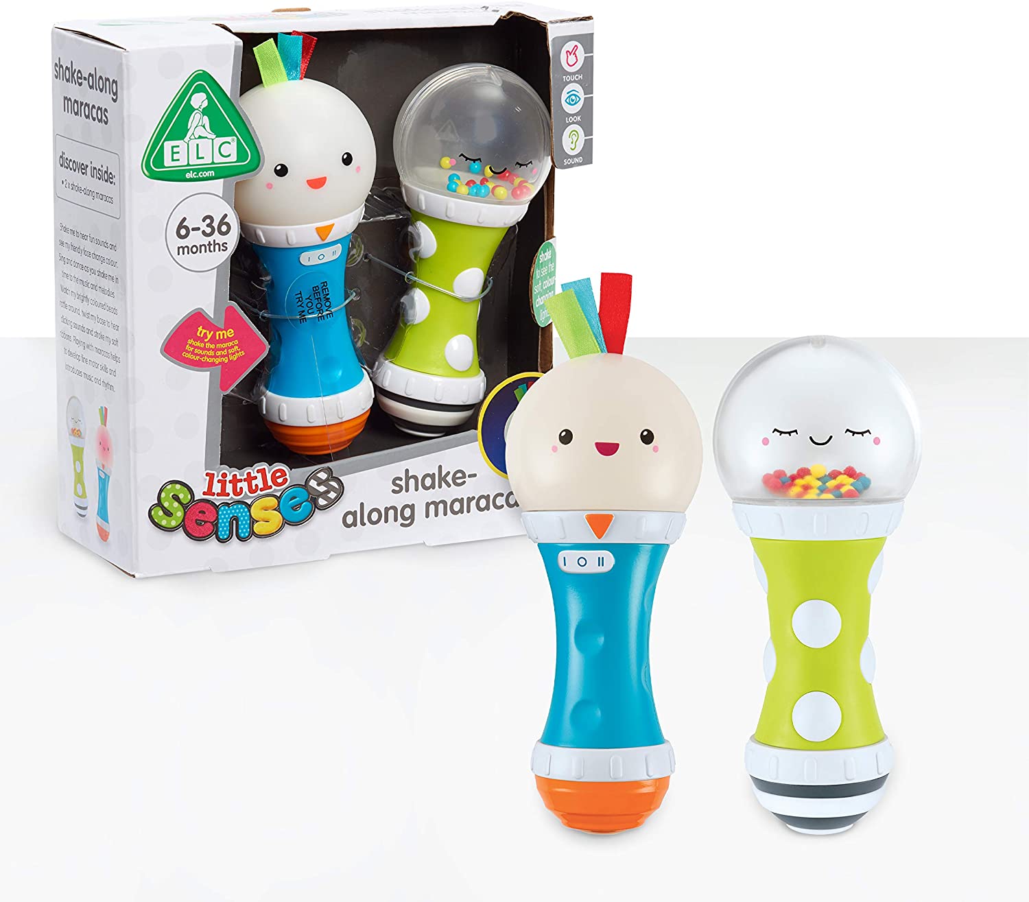 Early Learning Centre Little Senses Maracas, Stimulates Senses, Lights and Sounds Baby Maracas, Toys for Ages 6 Months, Amazon Exclusive, by Just Play