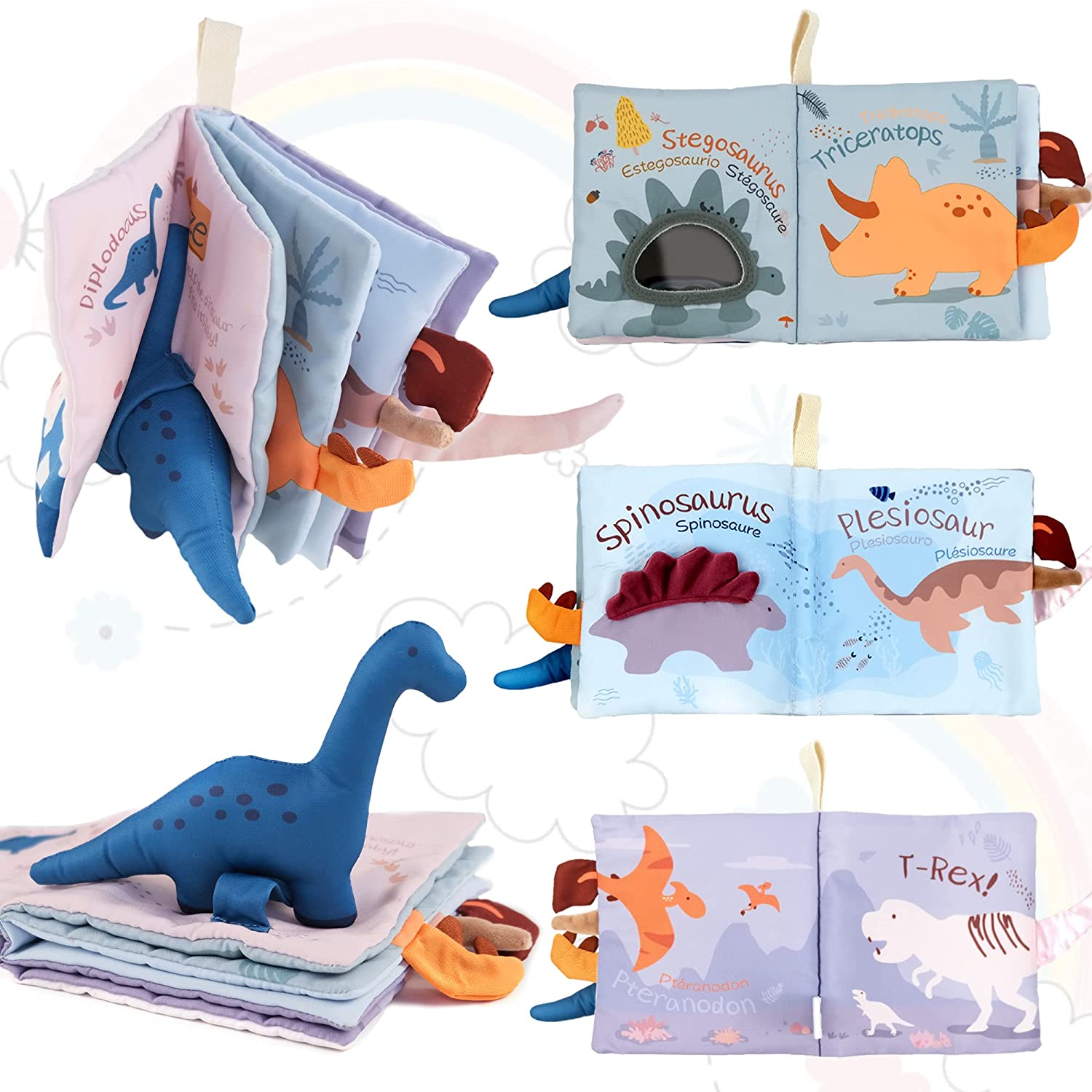Richgv Soft Baby Books 0-3-6-12 Months, Interactive 3D Baby Cloth Books, Newborn Toys Gifts, Touch and Feel Crinkle Books, My First Fabric Quiet Book, Stroller Toys, Infant Baby Sensory Toys