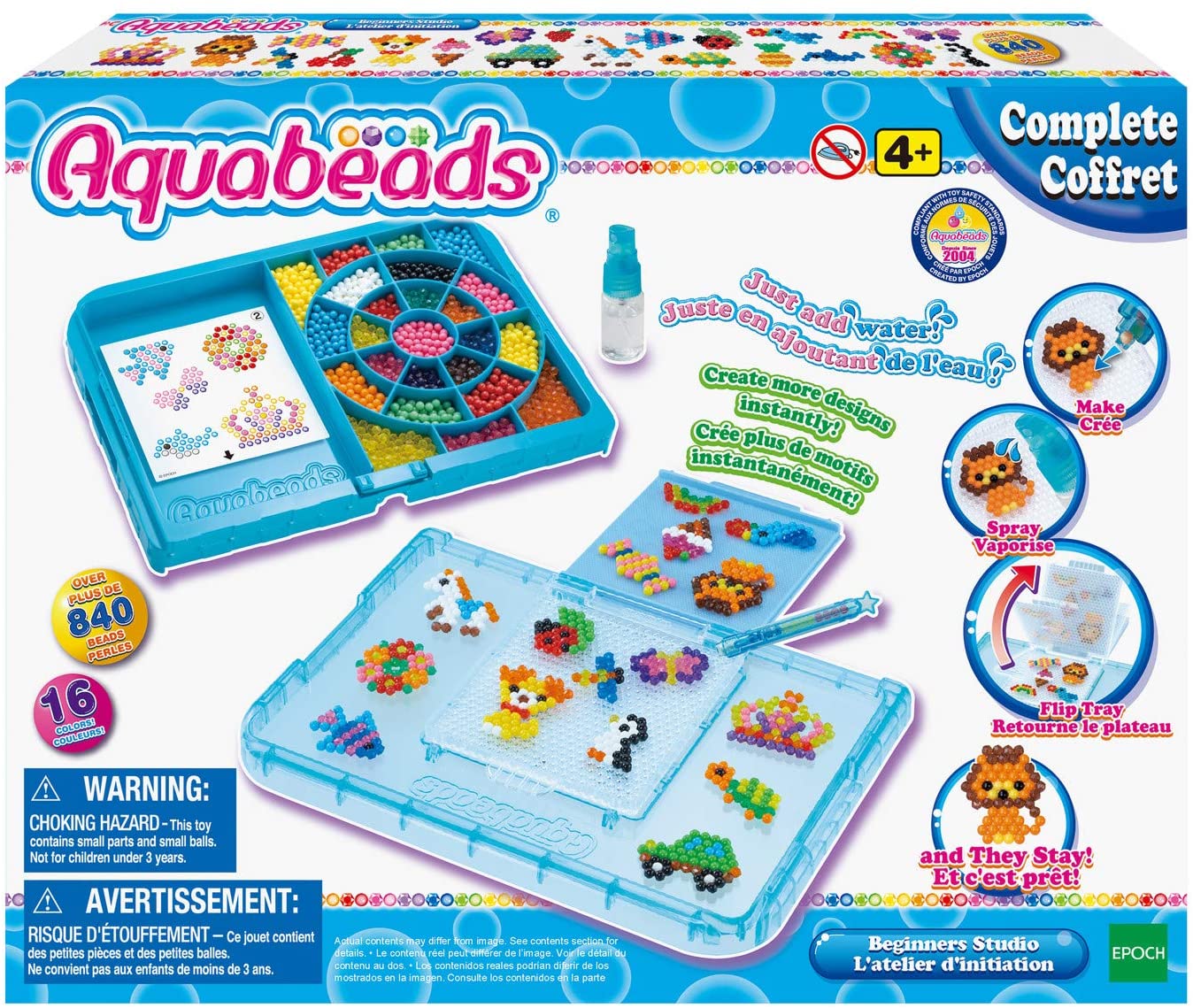 Aquabeads Beginners Studio Complete Arts & Crafts Bead Kit, Includes Over 840 Beads, Ages 4 and Up, Multi