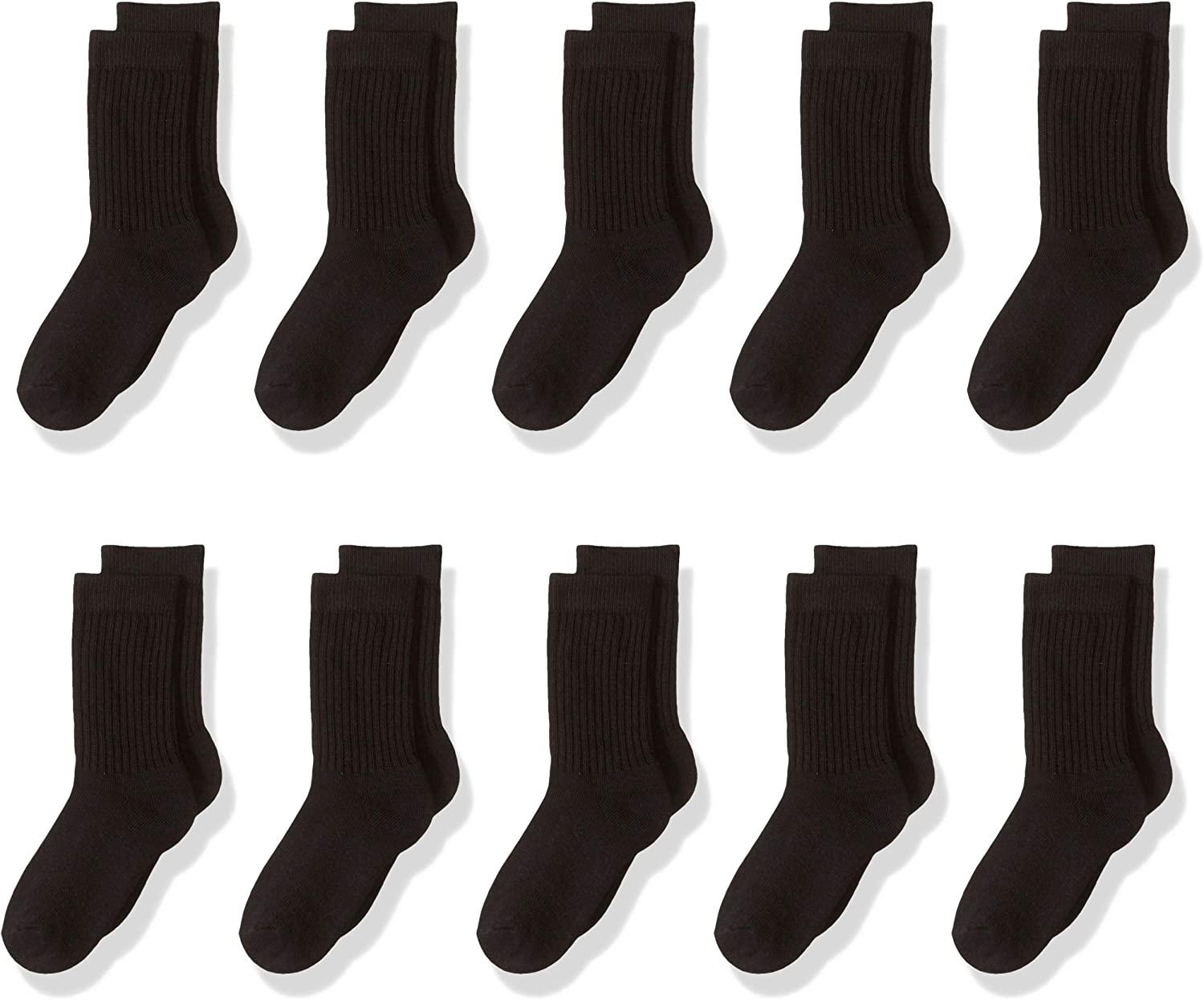 Amazon Essentials Unisex Kids and Toddlers' Cotton Crew Sock, Pack of 10