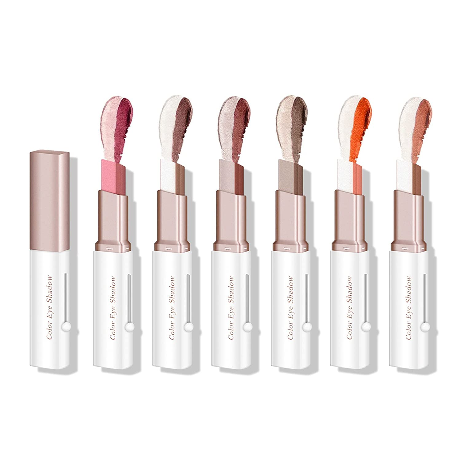 Ownest 12 Colors Eyeshadow Stick,Double Colors Eye Shadow Stick Glitter Shimmer Eyeshadow Gradient Eyeshadow Makeup Stick Waterproof Eyeshadow-6 Pcs