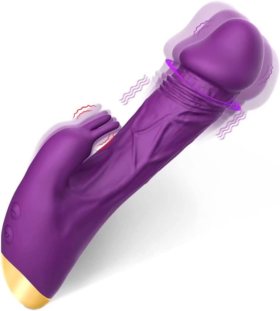 Realistic Rabbit Vibrator Dildo | Rose Adult Sensory Sex Toys for Women, 2 in 1 G-Spot & Clitoral Vibrators with 10 Vibrations, Waterproof Vagina Clitoral Stimulator for Women Couple Pleasure