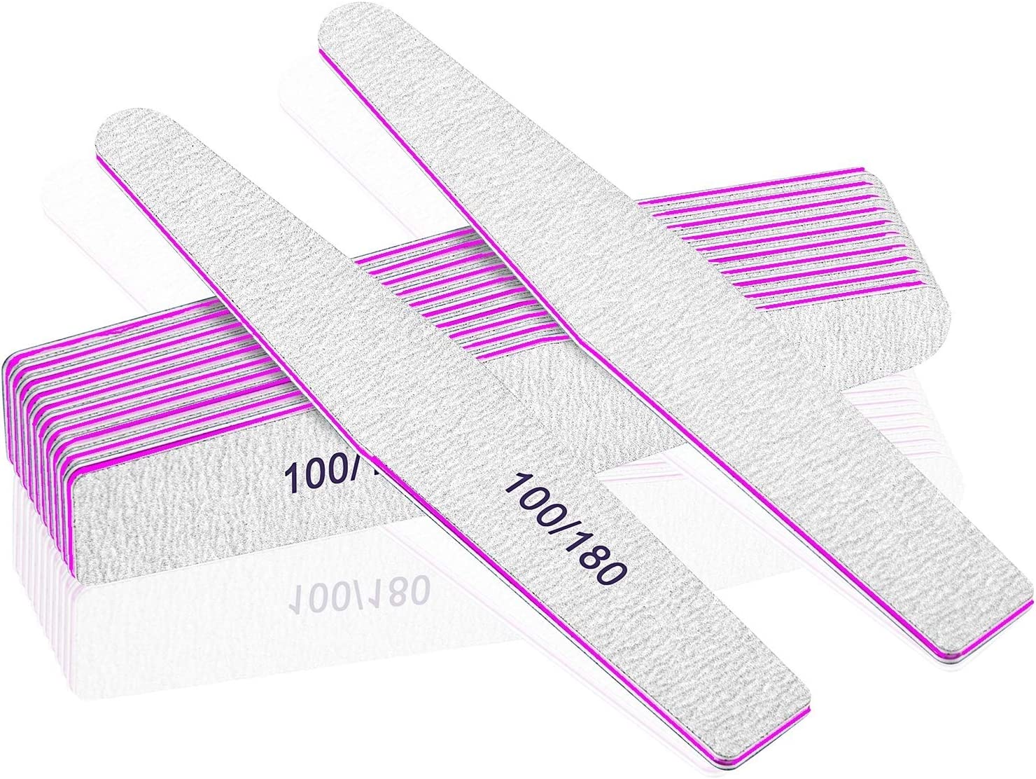 Professional Nail Files, Emery Board Nail File for Natural Nails 100/180/240 Grit Nail Files for Acrylic Nails 12pcs Fine Grit Nail File Manicure Tools Coarse Fingernail Files (100/180 Grit)