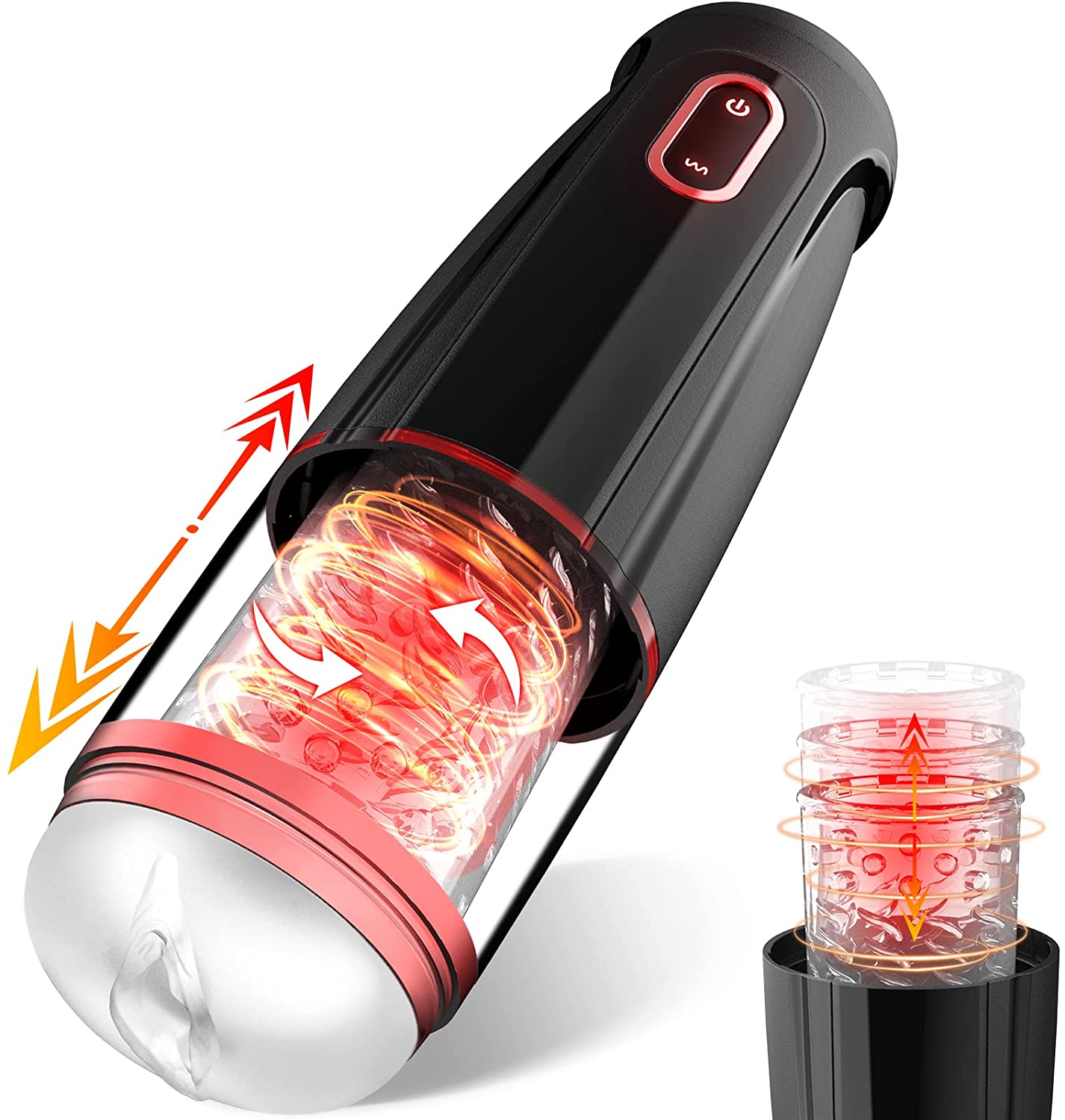 Male Masturbators Male Sex Toys for Men Automatic Male Masturbator Men's Sex Toy Pocket Pussy 10 Powerful Thrusting Rotating Hands Free Blowjobsex Machine 3D Realistic Texture Strokers