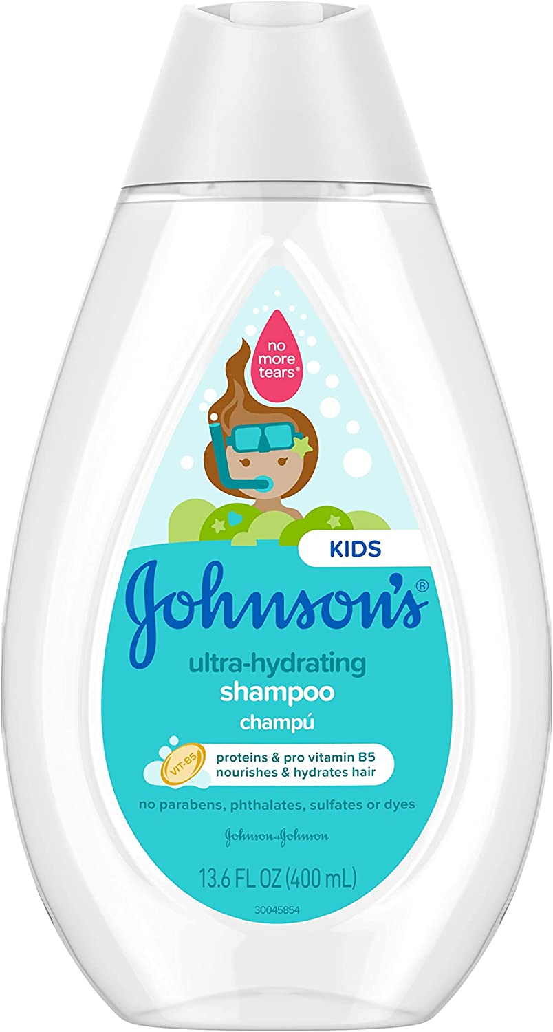 Johnson's Ultra-Hydrating Tear-Free Kids' Shampoo with Pro- Vitamin B5 & Proteins, Paraben-, Sulfate- & Dye-Free Formula, Hypoallergenic & Gentle for Toddler's Hair, 13.6 fl. oz