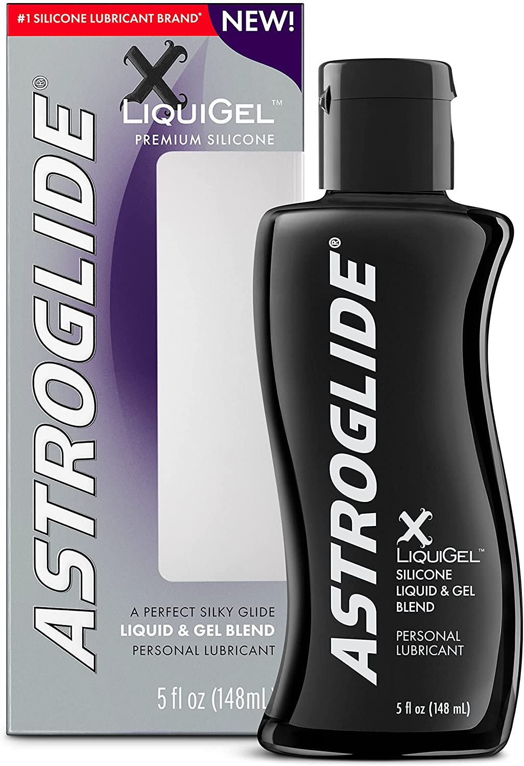 Astroglide X LiquiGel Personal Lubricant (5 oz.) | Revolutionary Silicone Liquid and Gel Hybrid Personal Lube | Long-Lasting, Lightweight and Silky | Sex Lube for Men, Women and Couples