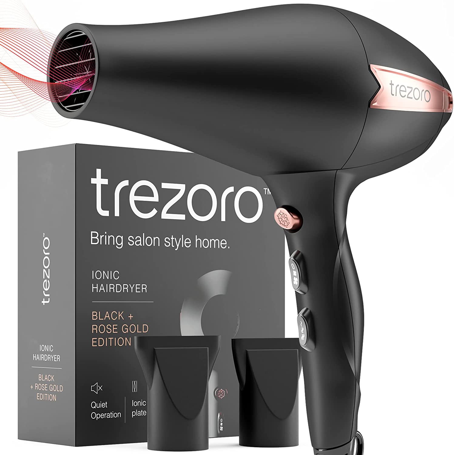 ?????? ??/??* ????? Ionic Salon Hair Dryer - Professional Blow Dryer - Lightweight Travel Hairdryer for Normal & Curly Hair Includes Volume Styling Nozzle