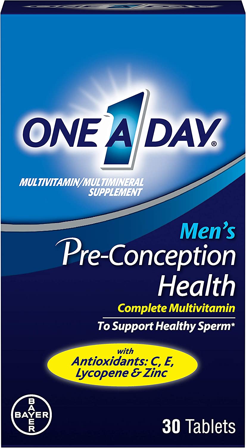 One A Day Men's Pre-Conception Health Multivitamin to Support Healthy Sperm, Supplement for Men with Vitamin C, Vitamin E, Selenium, Zinc, and Lycopene, 30 Count