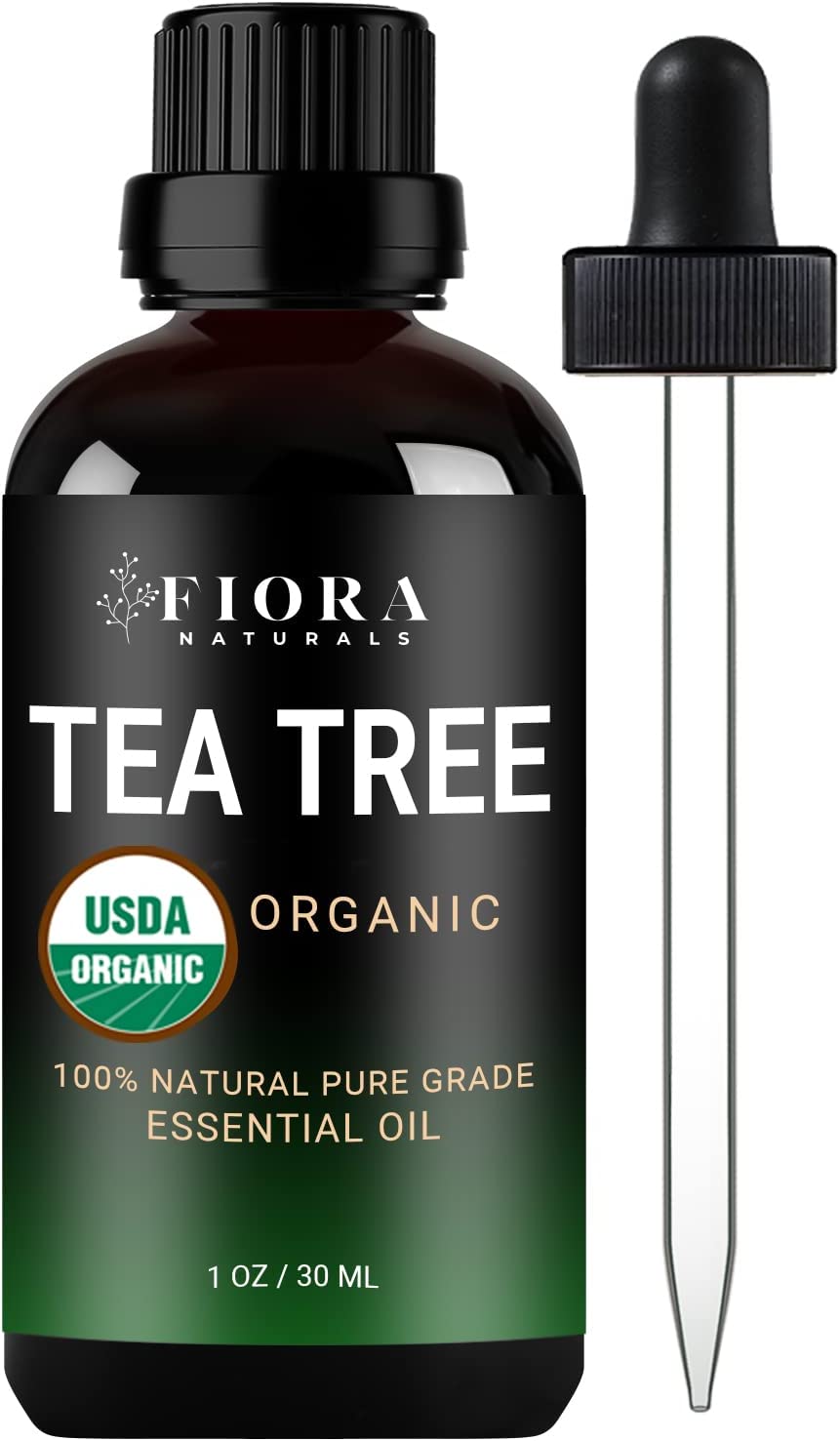Tea Tree Essential Oil by Fiora Naturals- 100% Pure Organic Tea Tree Oil, for Face, Hair, Skin, Acne, Scalp, Foot and Toenails. Pure Melaleuca Alternifolia, 1 oz /30ml