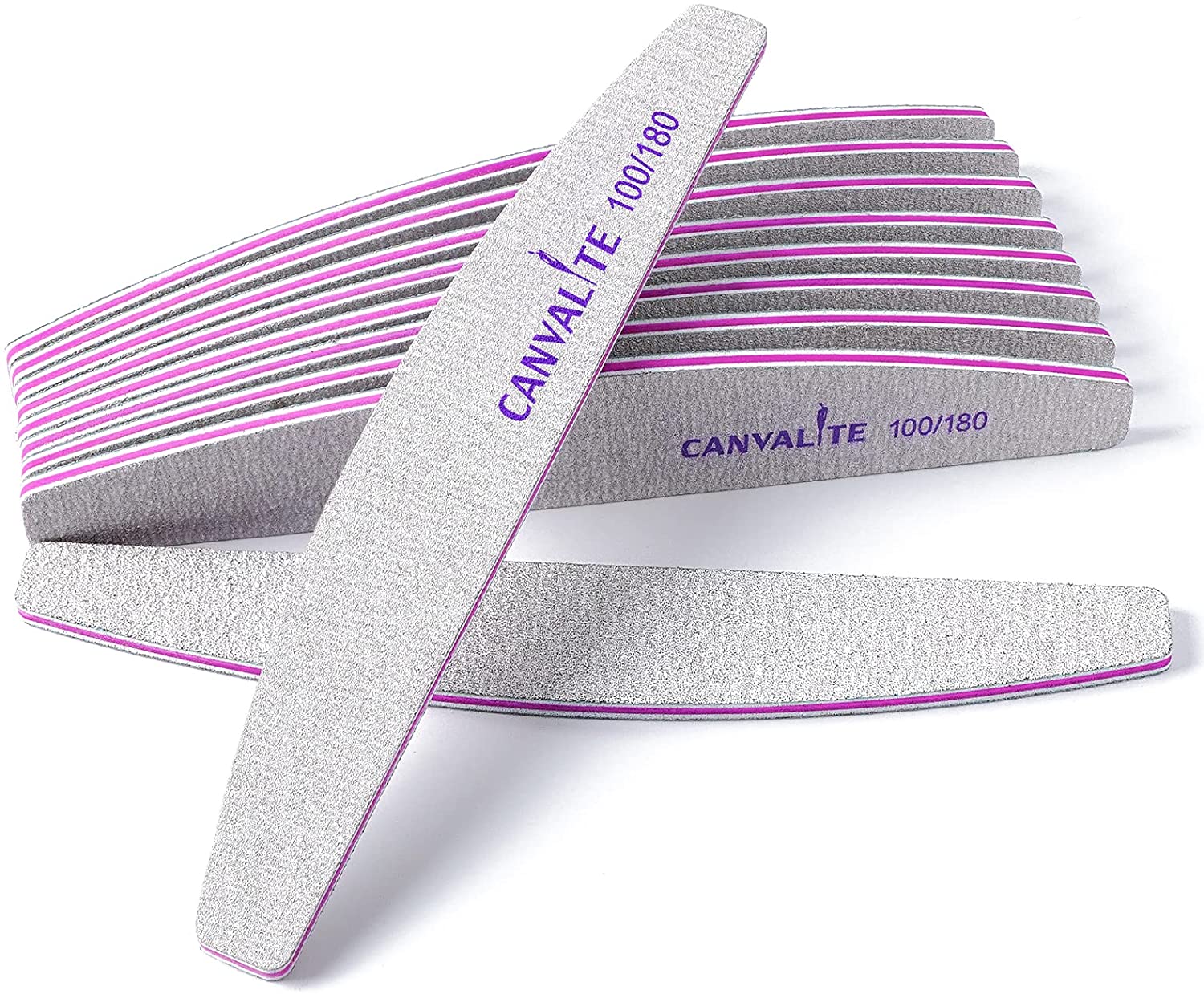 Canvalite 10 PCS Nail File Professional Nail Files Reusable Double Sided Emery Board(100/180 Grit) Nail Styling Tools for Home and Salon Use