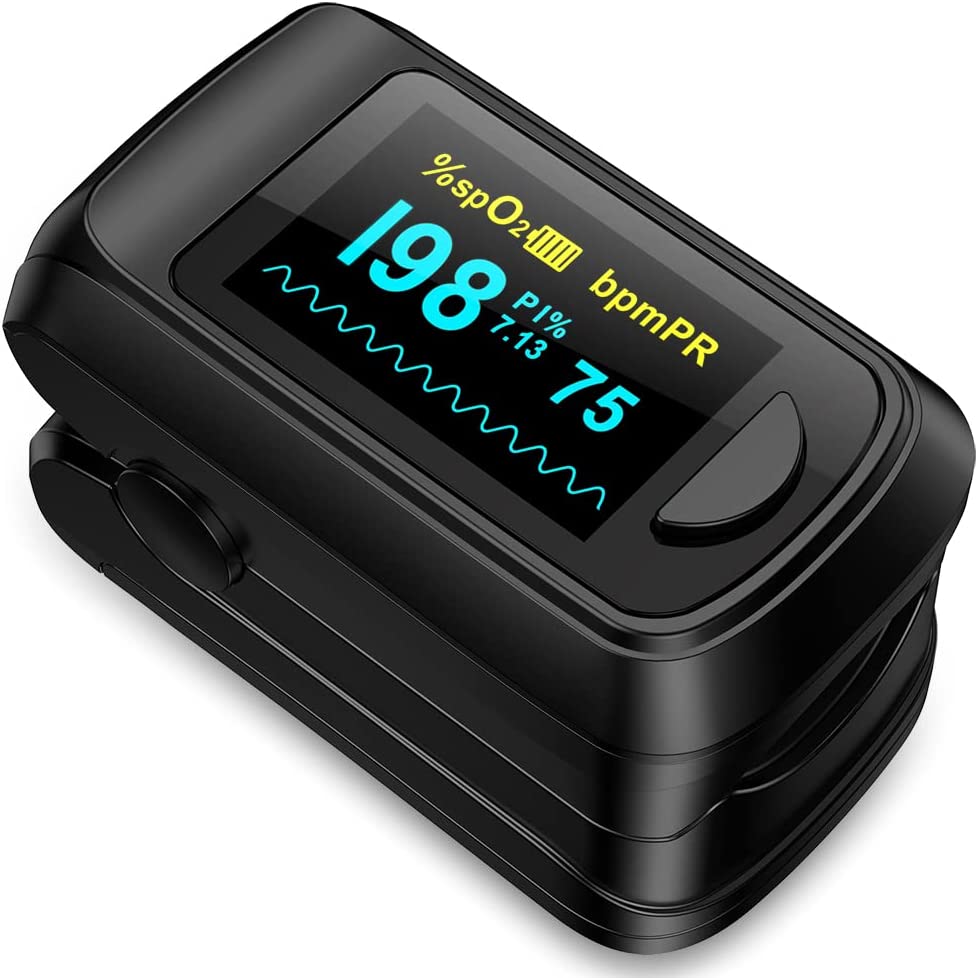 Fingertip Pulse Oximeter Blood Oxygen Saturation Monitor, Heart Rate and Fast Spo2 Reading Oxygen Meter with OLED Screen AAA Batteries