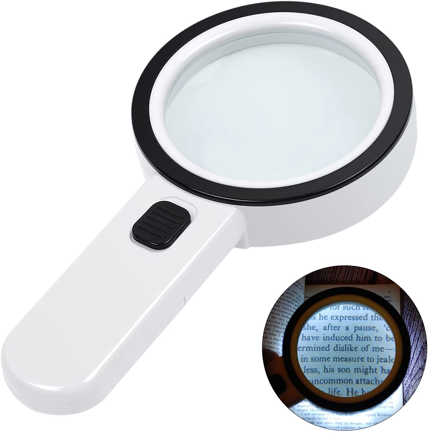 AIXPI Magnifying Glass with Light, 30X Handheld Large Magnifying Glass 12 LED Illuminated Lighted Magnifier for Macular Degeneration Seniors Reading Inspection Coins Jewelry