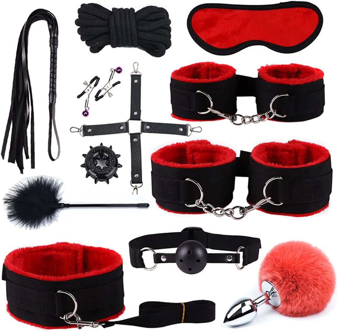 12PCS SM Toys for Couple Sex Bondaged Bed Restraints Tied Down Wrist and Ankle Sex Swing Hanging Sling Adjustable Neck and Leg Loop BBDSM Kit Sexy Swing Sex Restraintants Set-1 (4)