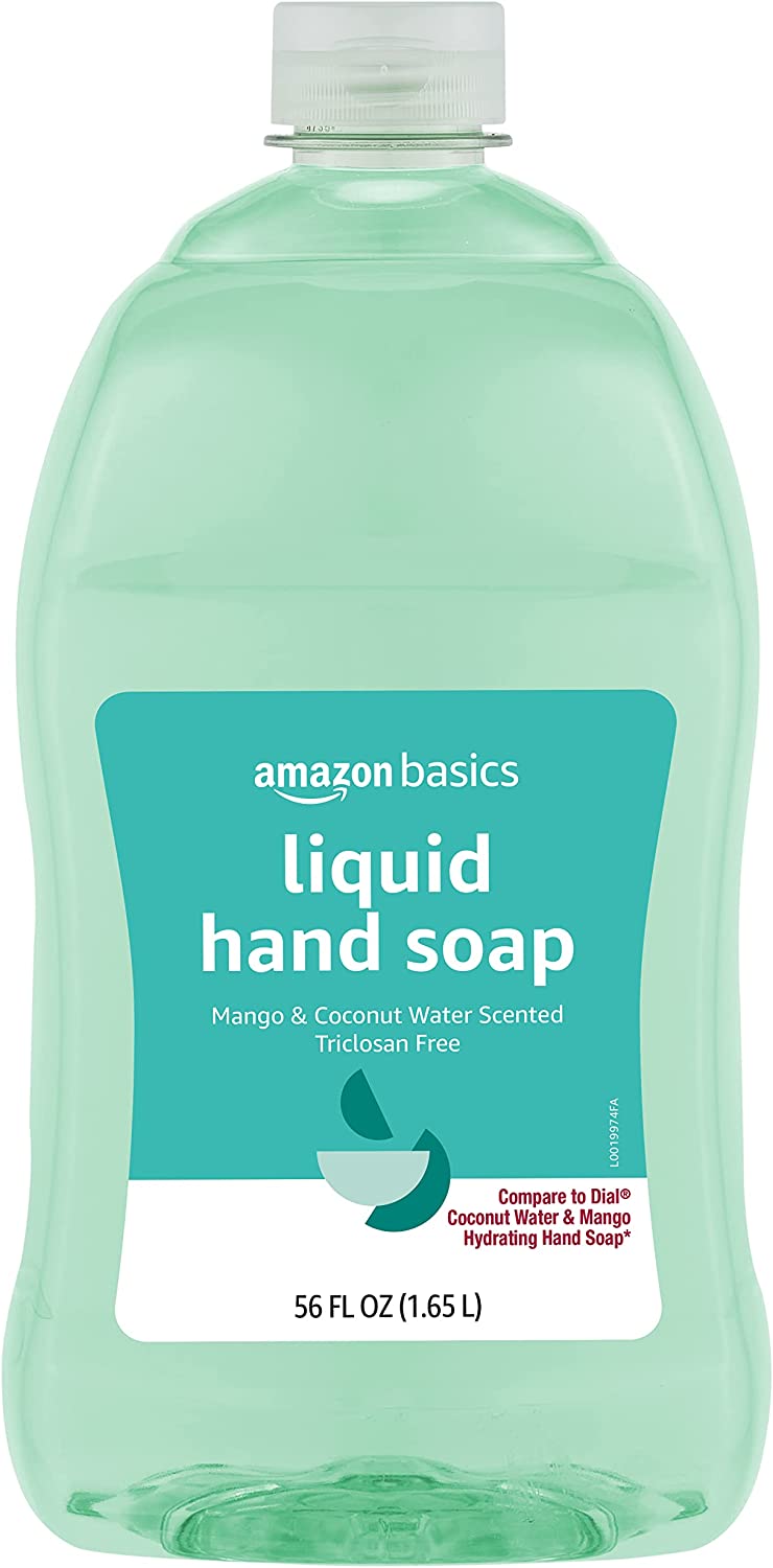 Amazon Basics Liquid Hand Soap Refill, Mango and Coconut Water Scent, Triclosan-Free, 56 Fluid Ounces, Pack of 1